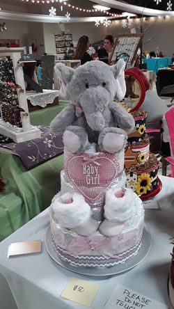 Pink Elephant Diaper Cake