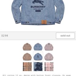 Supreme Burberry Denim Trucker Jacket Size M Ds