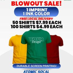 Custom Screen Printing T-shirt Sale!