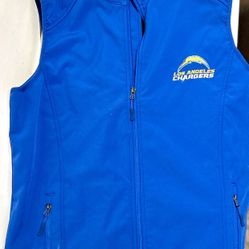 Men's Los Angeles Chargers Dunbrooke Royal Archer Softshell Full-Zip Vest. This midweight, sleeveless vest is wind- and water-resistant and features e