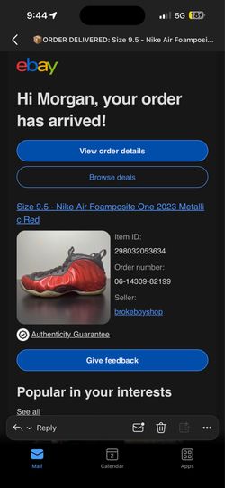 2023 red metallic foamposite size 9 1/2