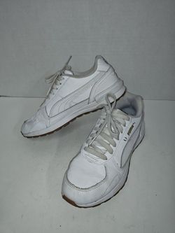 PUMA Graviton Leather Lace Up  Womens White Sneakers Casual Shoes Size 6