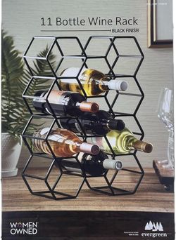 Evergreen Wine Rack, 11 Bottle Capacity, Black