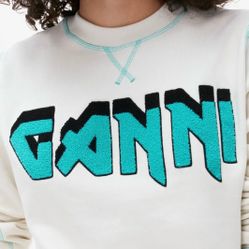 GANNI Isoli Rock embroidered cropped sweatshirt XS