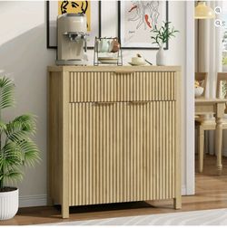 Natural Fluted Buffet Cabinet with Drawer
