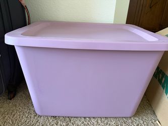 Large Purple Plastic Storage Bin with Lid