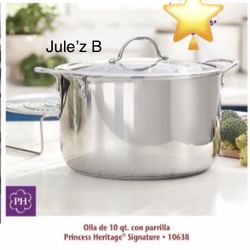 Princess House Olla Con Parrilla De 10 Qts Nueva En Su Caja 
