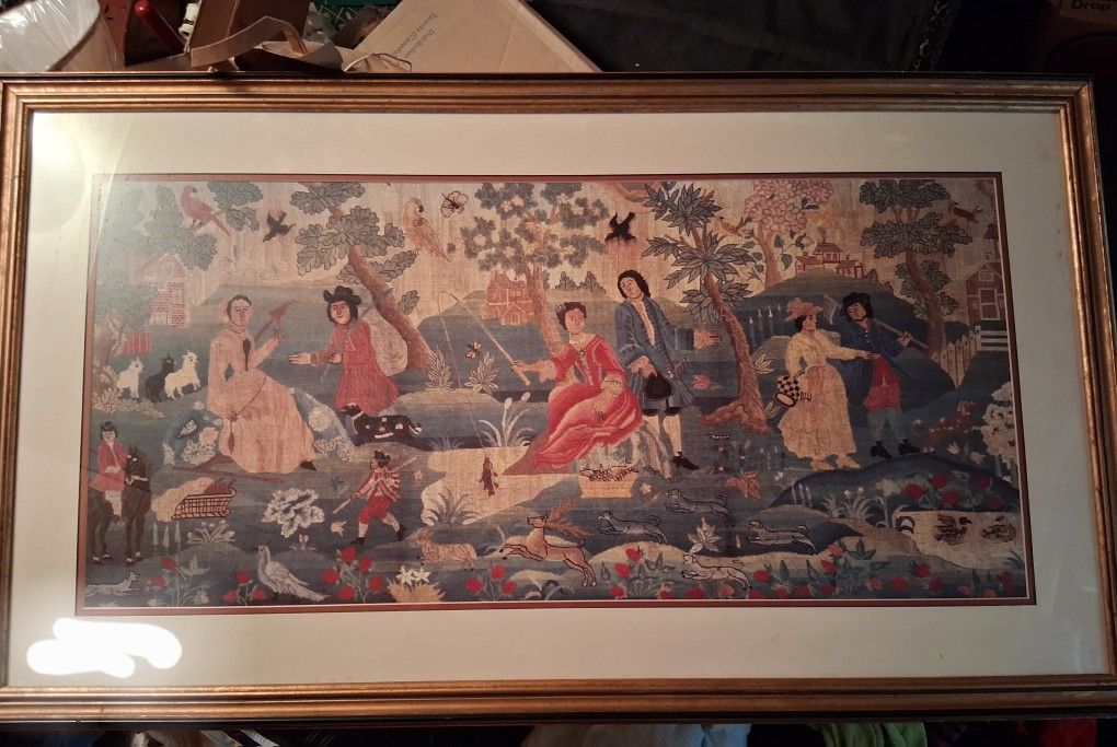 Large Vintage Wall Art 47 x 27 Print on textile.