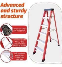 New Folding Platform Ladders 6-Foot Fiberglass Step Ladder 500-Pound Load Capacity