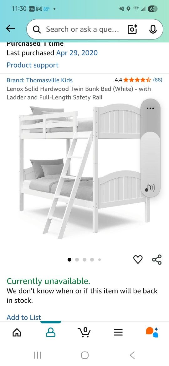 Thomasville Twin Bunk Bed