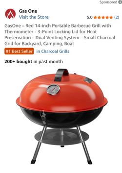 Portable 14 inch charcoal grill  color red new in box never used