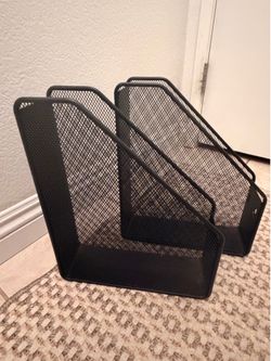Set of 2 Black Mesh File / Magazine Holders
