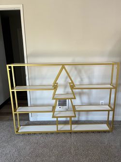 Large Wall Mounted Christmas Tree Wine Rack with Glass Holder – Gold & White