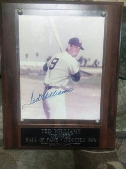Autographed Ted Williams plaque