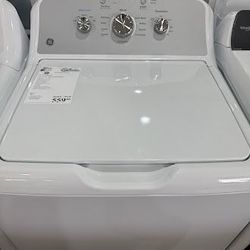 GE 4.3 Cu. Ft. White Agitator Top Load Washer with Stainless Steel Drum