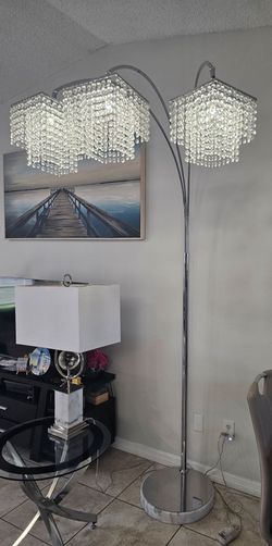Led, 3-ligth Crystal Tree Floor Lamp,  marble base