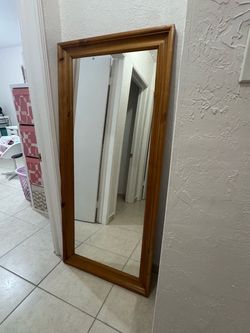 Full Length Mirror with Wood Frame
