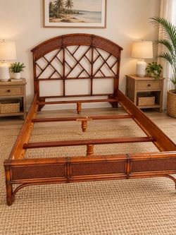 Rattan Bamboo Queen Bed Frame