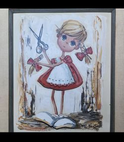 Big Eyes Girl Original Oil Painting by Maggie Hartnett