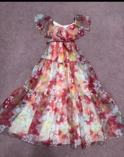 Small vintage floral long ruffle boho Victorian dress gown costume 70s 60s  Vintage dress