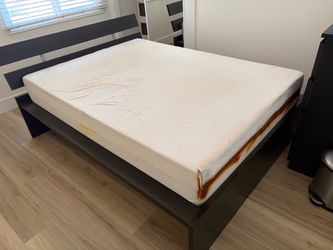 FREE: IKEA HOPEN Full Size Bed Frame + Memory Foam Mattress (Black-Brown)