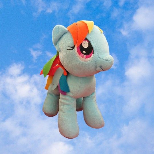 My Little Pony Plush Rainbow Dash 11 inch Toy Blue Rainbow Pony Embroidory