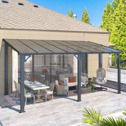 #F 16' x 8' Hard Top Lean-to Gazebo Pergola (black) $ 299