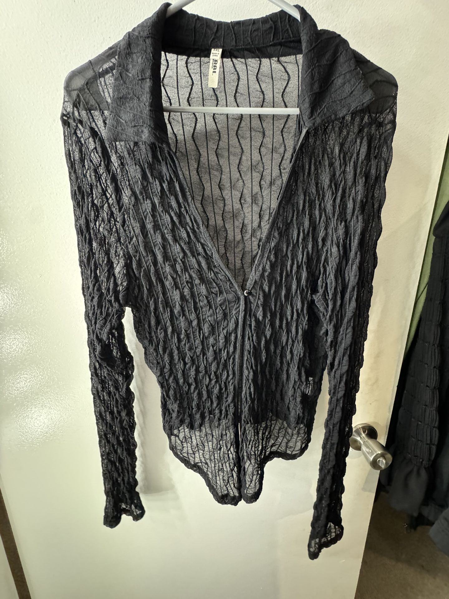 Plus Size Black Sheer Cardigan