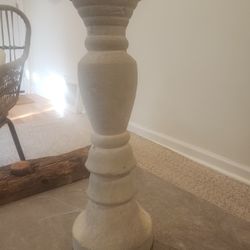 White Stone Look Pillar Candle Holder