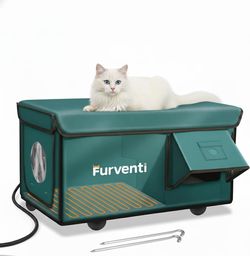 Heated Cat House for Outside with Dual Doors, Insulated Cat House #3907V UP3 X8