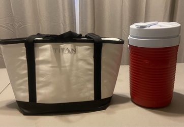 Titan Cooler and Rubbermaid Jug
