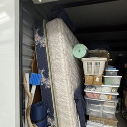 Queen Sized Mattress With Wood Headboard And Bedframe