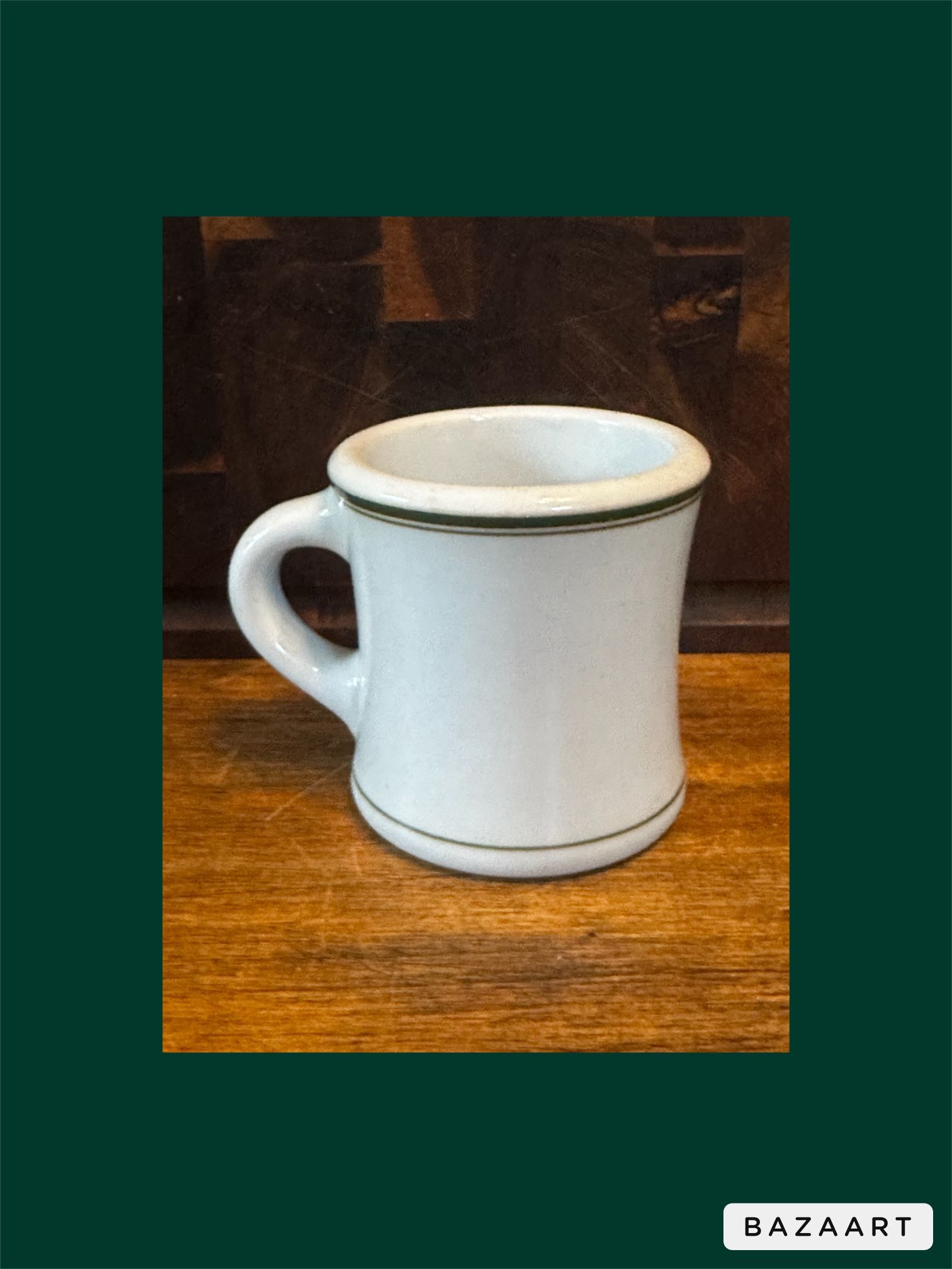 Vintage STERLING POTTERY EAST Liverpool Ohio green band MUG VITRIFIED China USA