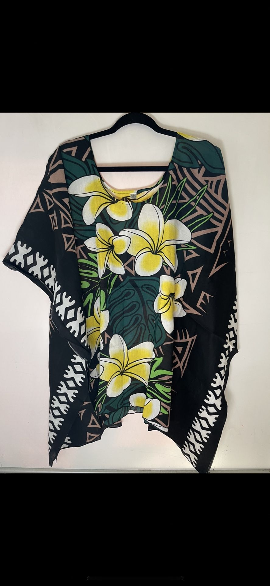 Tropical Plumeria Poncho Cover-up