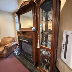 Wood Hutch With Glass Shelves