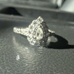 14K White Gold Pear Shaped Diamond Engagement Ring