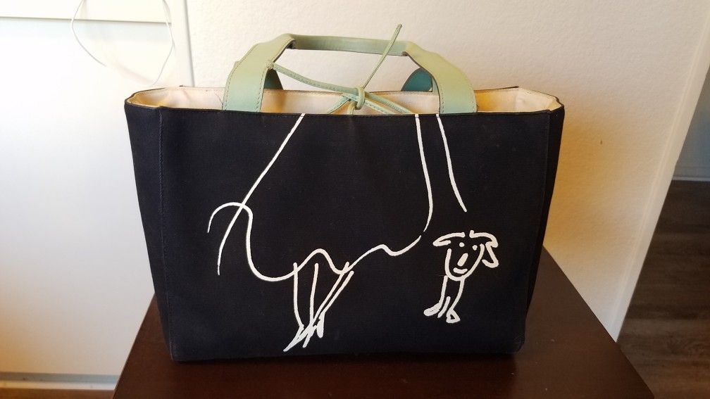 RARE Kate Spade Maira Kalman Purse Tote w Dog Walking