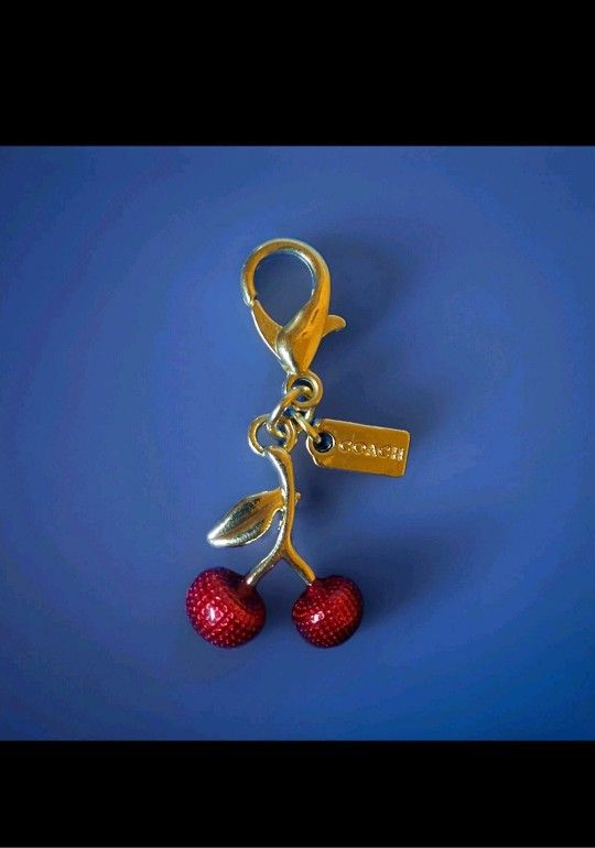 COACH MINI, RED CHERRY AND GOLD TONE, BAG CHARM, KEYCHAIN, OR ZIPPER PULL! NEW!