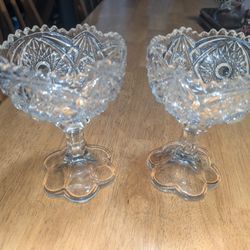 Depression Glass Candy Dishes With Feet