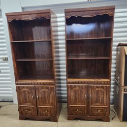 Two Book Cases  Display Entertainment Center Shelves 