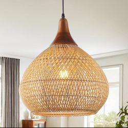 Wood Rattan Light Pendant
