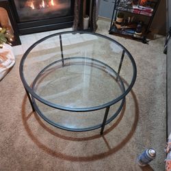 Round  Glass and Metal Coffee Table Like New