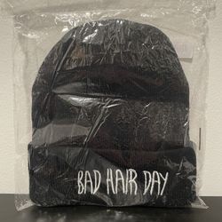 Bad Hair Day Beanie NEW SEALED Black Hat Cuffed Embroidered Winter Unisex