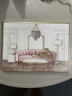 Elegant, Gold Framed Living Room Print On Wood - 11x17