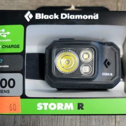 BLACK DIAMOND Storm 500-R Rechargeable Headlamp | 500 Lumens Brightness | Waterproof & Micro-USB Charging | Black (BRAND NEW FACTORY SEALED 