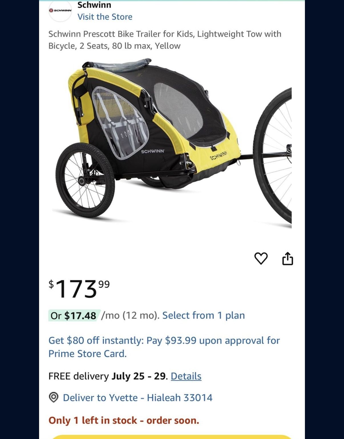 Schwinn Prescott Bike Trailer for Kids