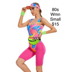Women’s 80s 90s Retro Aerobic Workout Costume Small Halloween