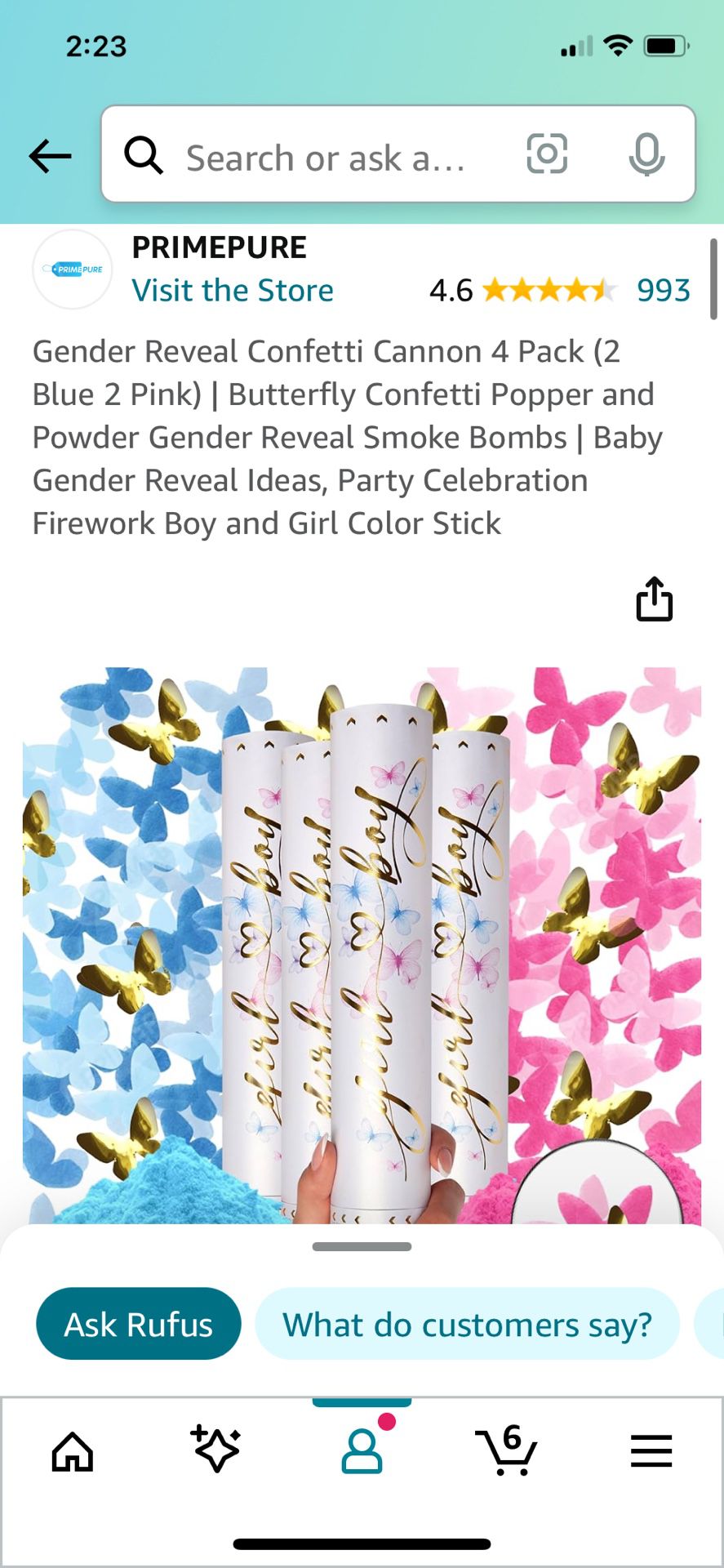Beautiful Gender Reveal Cannons! You Get 4! 2 BLUE & 2 PINK! 