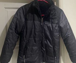 Black Quilted Puffer Jacket with Sherpa Collar