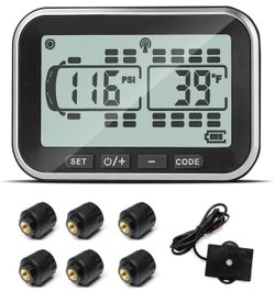MIRAIDON Trailer Tire Pressure Monitoring System, RV TPMS with 6 Theft Sensors, 5 Alert Modes